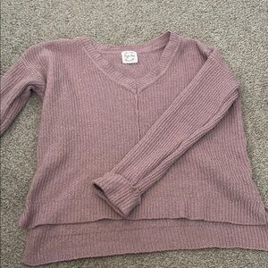 Universal Thread Pink V-Neck Sweater with Ribbed Texture